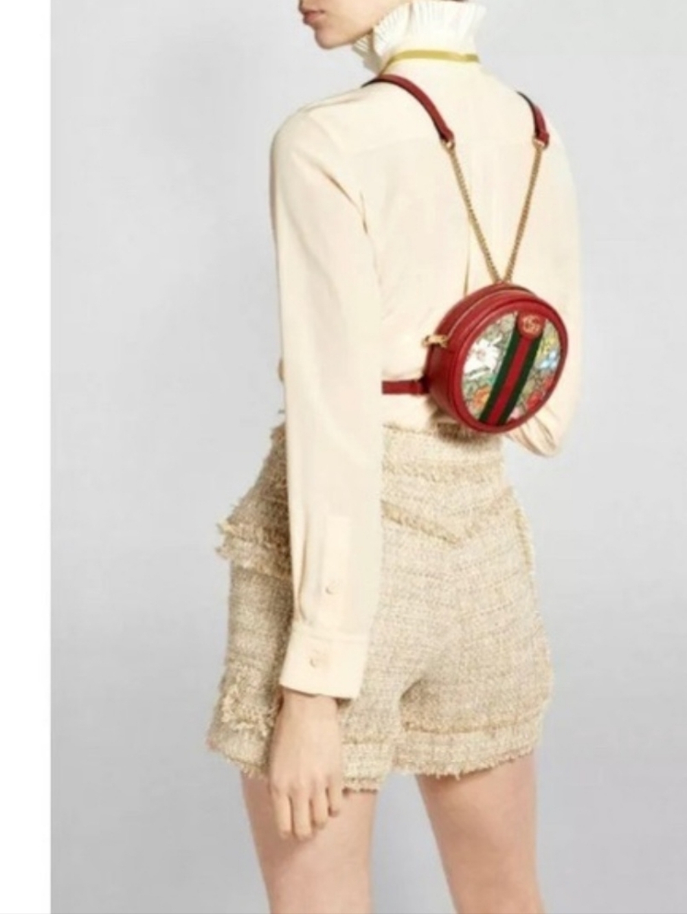 Gucci Red Floral Round Crossbody Backpack - Picture 2 of 15